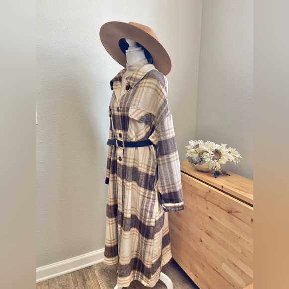 Fall Vibes Plaid Oversized Great for Layering Trench Shacket - Picture 9 of 11